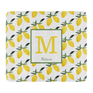  Lemon Monogram Naam  Snijplank