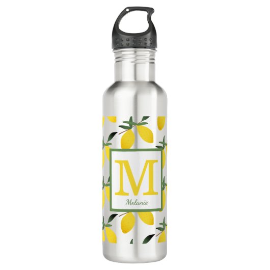 Lemon Monogram Naam Water Fles (Voorkant)