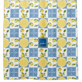Lemon Monogram Name French Country Tile Pattern Douchegordijn (Voorkant)