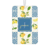 Lemon Monogram Name French Country Tile Pattern Luchtverfrisser (Achterkant)