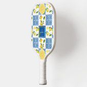 Lemon Monogram Name French Country Tile Pattern Pickleball Paddle (Links)