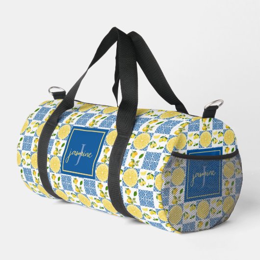 Lemon Monogram Name French Country Tile Pattern Plunjezak (Rechterhoek)