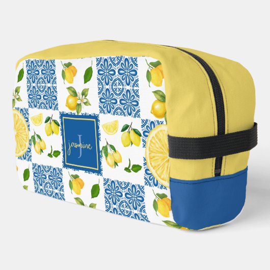 Lemon Monogram Name French Country Tile Pattern Toilettasje (Linkerhoek)