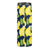 Lemon Monogram Navy Blue Thermal Tumbler Thermosbeker (Achterkant)