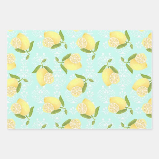 Lemon Motief Liefde blauw Inpakpapier Vel (Voorkant 3)