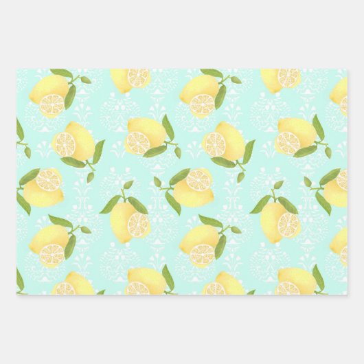 Lemon Motief Liefde blauw Inpakpapier Vel (Voorkant 2)