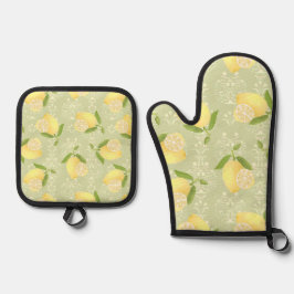Lemon Motief Liefde Olive Ovenwant & Pannenlap Set