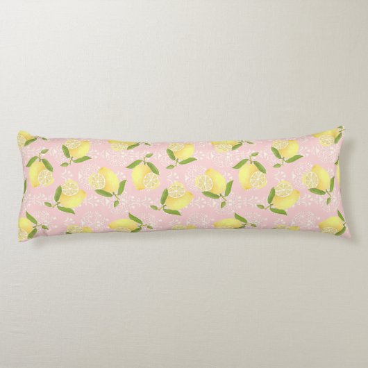 Lemon Motif Peach Lichaamskussen (Achterkant)