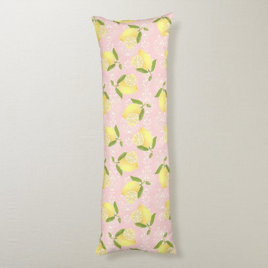 Lemon Motif Peach Lichaamskussen (Achterkant (Verticaal))