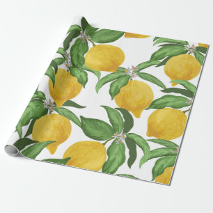 Lemon naadloos patroon. Tropische vruchtenbac Cadeaupapier