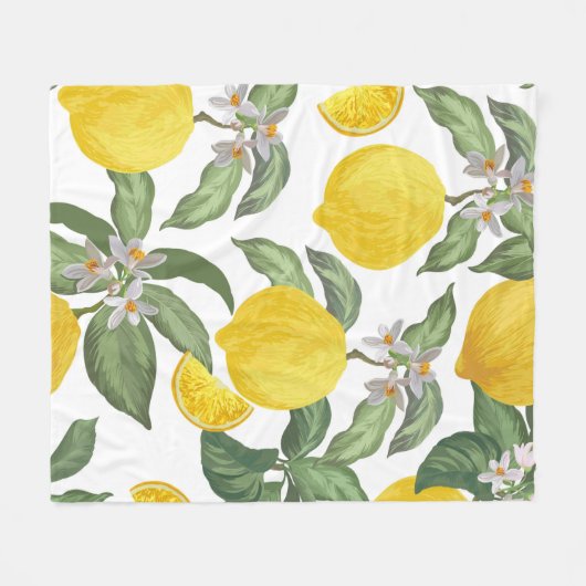 Lemon naadloos patroon. Tropische vruchtenbac Fleece Deken (Voorkant (Horizontaal))