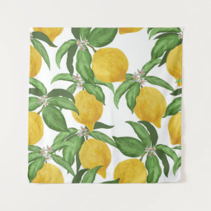 Lemon naadloos patroon. Tropische vruchtenbac Wandkleed