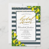 Lemon Navy Blue Striped Vrijgezellenfeest Kaart (Voorkant)