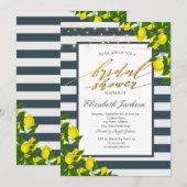 Lemon Navy Blue Striped Vrijgezellenfeest Kaart (Voorkant / Achterkant)