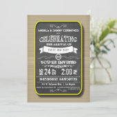 Lemon Neon Chalkboard Baby shower Invitation Kaart (Staand voorkant)