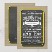 Lemon Neon Chalkboard Baby shower Invitation Kaart (Voorkant / Achterkant)