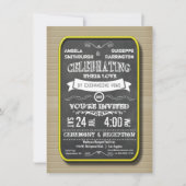 Lemon Neon Chalkboard Ceremonie en Ontvangst Kaart (Voorkant)