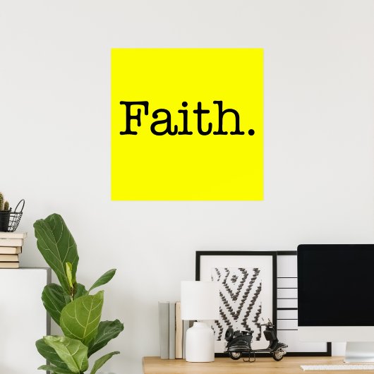 Lemon Neon Yellow and Black Faith Quote Sjabloon Poster (Thuiskantoor)