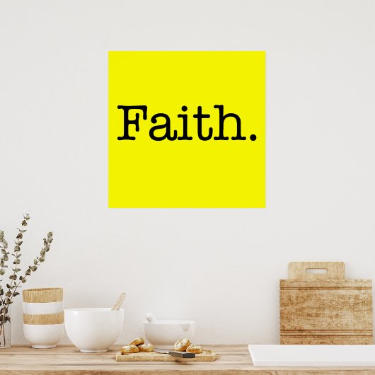Lemon Neon Yellow and Black Faith Quote Sjabloon Poster (Keuken)