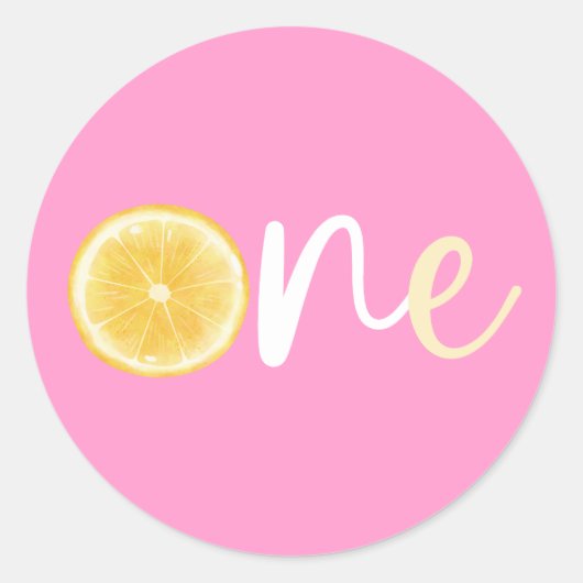 Lemon One Birthday Ronde Sticker (Voorkant)