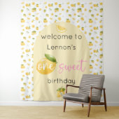 Lemon One Sweet 1st Birthday Achtergrond Tapestry Wandkleed (In situ)