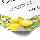 Lemon op blauwe tegels Bouquet Bar Sign Poster (Hoek)