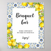 Lemon op blauwe tegels Bouquet Bar Sign Poster (Voorkant)