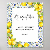 Lemon op blauwe tegels Bouquet Bar Sign Poster (Voorkant)