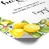 Lemon op blauwe tegels Vloerbalk Poster (Hoek)