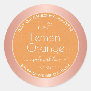 Lemon Oranje Roos Gold Lijst Verpakking Ronde Sticker