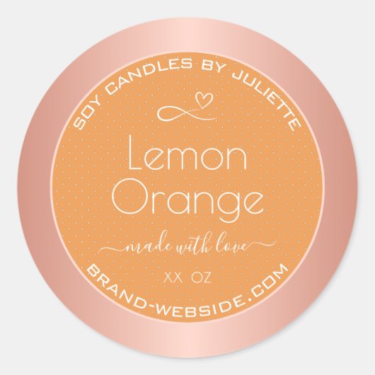 Lemon Oranje Roos Gold Lijst Verpakking Ronde Sticker (Voorkant)