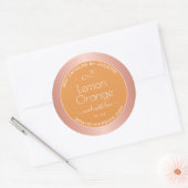 Lemon Oranje Roos Gold Lijst Verpakking Ronde Sticker (Envelop)