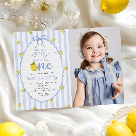 Lemon Our Main Squeeze 1e verjaardagsfoto Kaart