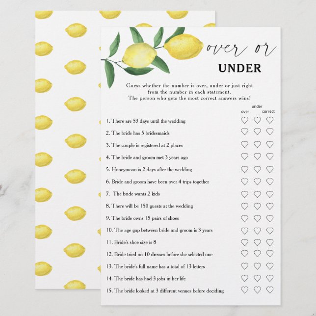 Lemon - Over of onder vrijgezellenfeest (Voorkant / Achterkant)