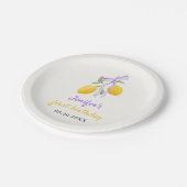 Lemon Paarse Bow Eerste Verjaardagsfeest Papieren Bordje (Gekanteld)