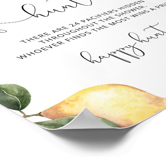 Lemon Pacifier baby shower game Poster (Hoek)