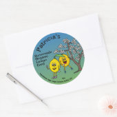 Lemon Pals Funny Cartoon bewaart wrongel en meer Ronde Sticker (Envelop)