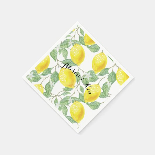Lemon papieren servetten met aangepaste personalis (Hoek)