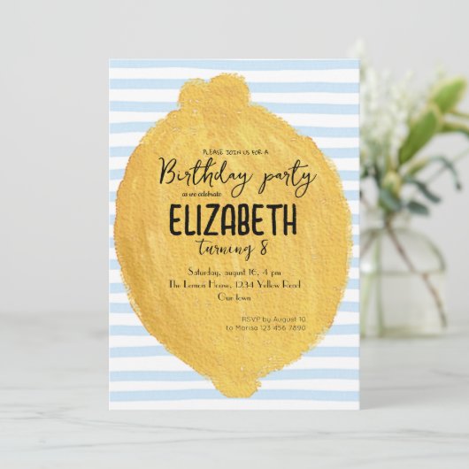 Lemon Party Nodig voor de verjaardag van kinderen Kaart (Staand voorkant)