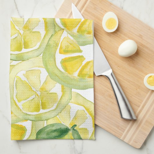 Lemon patroon waterverf schilderen theedoek (Quarter Fold)