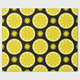 Lemon Patroon zwart Wrapping Paper Cadeaupapier