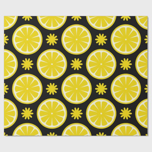 Lemon Patroon zwart Wrapping Paper Cadeaupapier (Vlak)