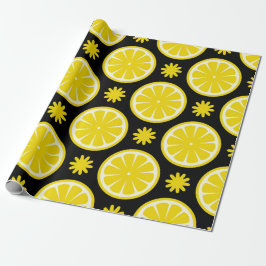 Lemon Patroon zwart Wrapping Paper Cadeaupapier
