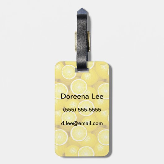 Lemon Pattern 2 Bagagelabel (Achterkant verticaal)