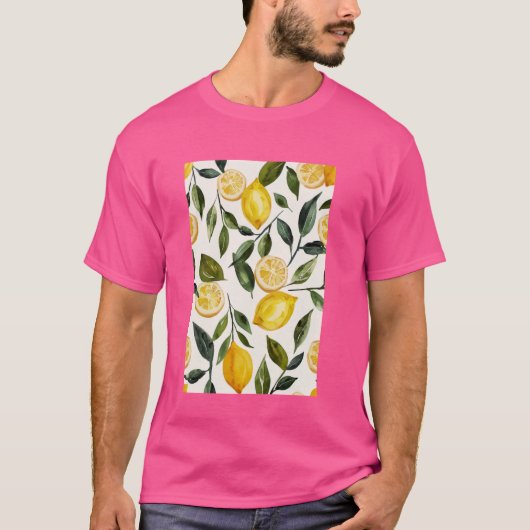 Lemon Pattern Art Fruit T-shirt (Voorkant)