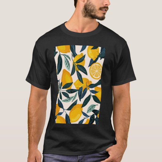 Lemon Pattern Art Minimalist Fruit 1 T-shirt (Voorkant)