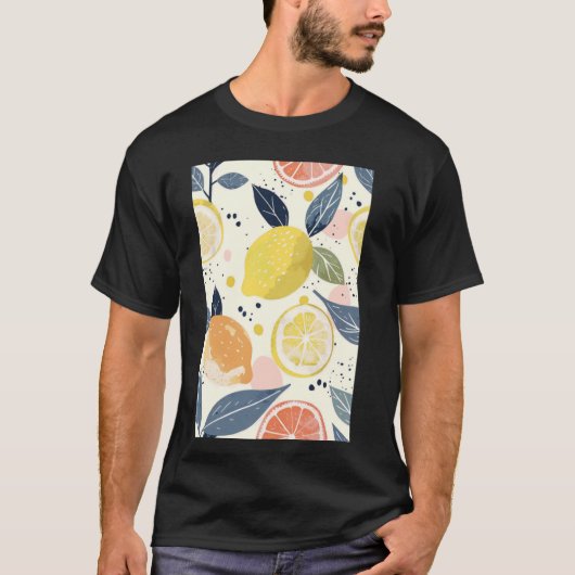Lemon Pattern Art Minimalistische Fruit Waterverf T-shirt (Voorkant)