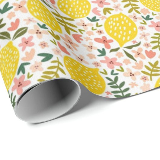 Lemon Pattern Birthday Cadeaupapier (Rol Hoek)