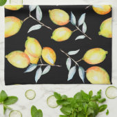 Lemon Pattern Black Theedoek (Gevouwen)