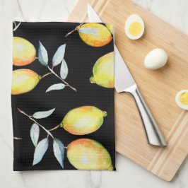 Lemon Pattern Black Theedoek
